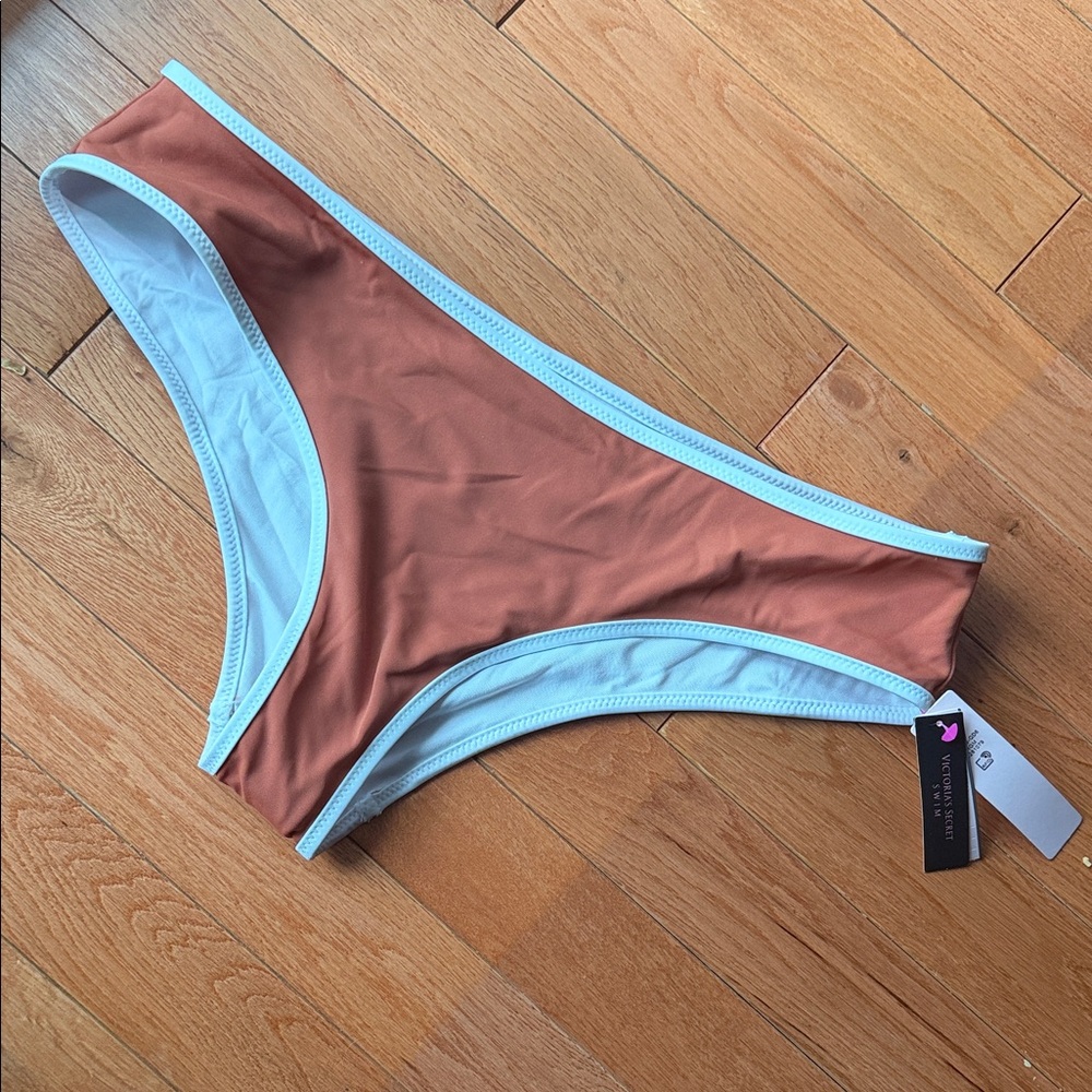 Victoria's Secret Tan and Light Blue Bikini Bottom